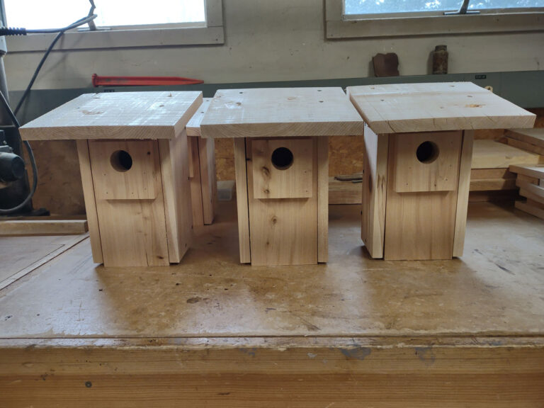 Completed bluebird boxes
